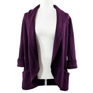 French Mauve NWT Melanie Dark Purple Knit Open Front Tunic Blazer Stitch Fix